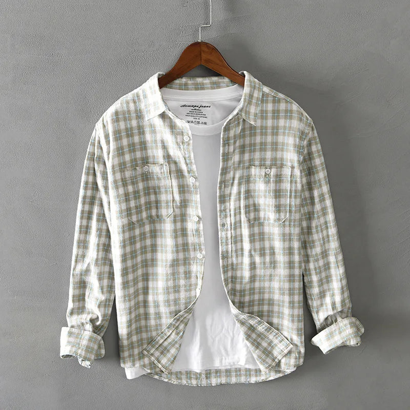 Camisa a Cuadros de Manga Larga para Hombre Stefano Romano®