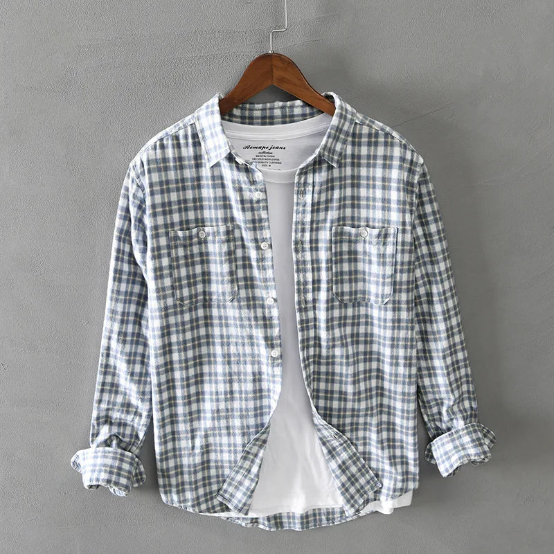 Camisa a Cuadros de Manga Larga para Hombre Stefano Romano®