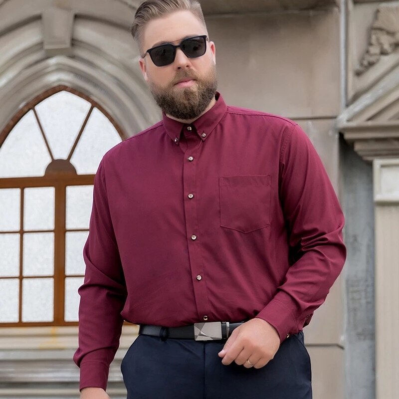 Camisa de Vestir Manga Larga para Hombre Plus Size Stefano Romano®