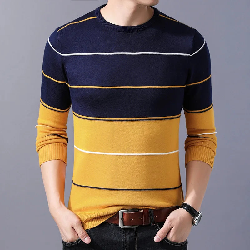 Suéter a Rayas Cuello Redondo para Hombre Alessandro Stefano Romano®