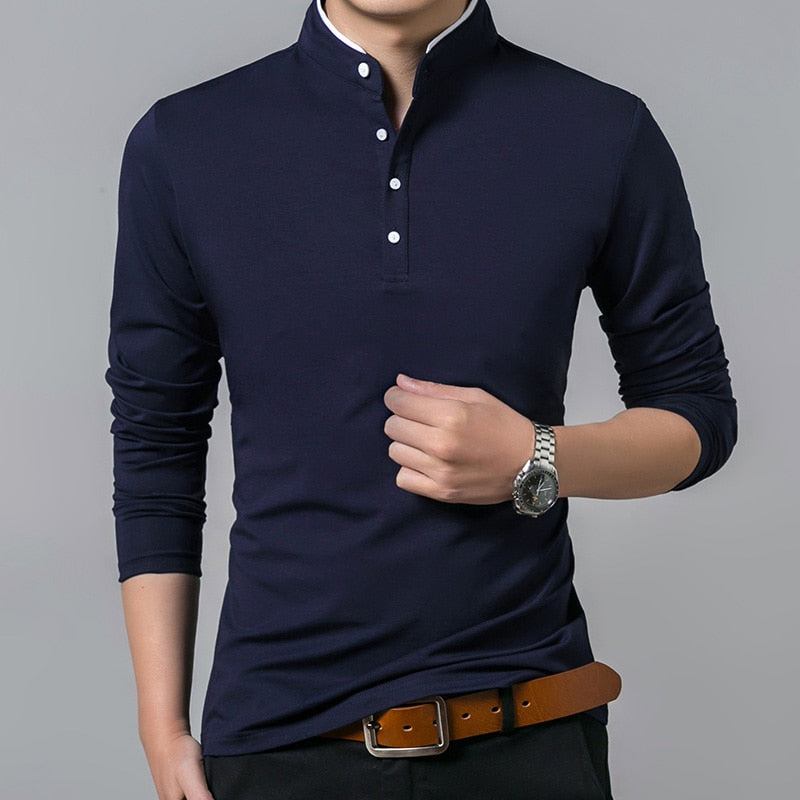 Camisa de Manga Larga Cuello Mao para Hombre Stefano Romano®