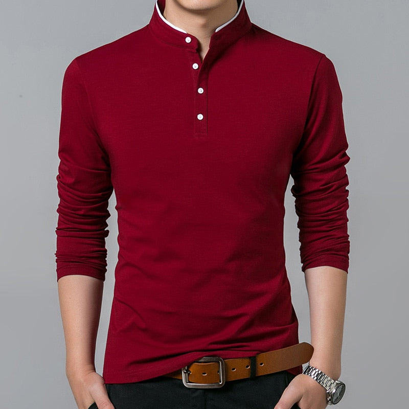 Camisa de Manga Larga Cuello Mao para Hombre Stefano Romano®