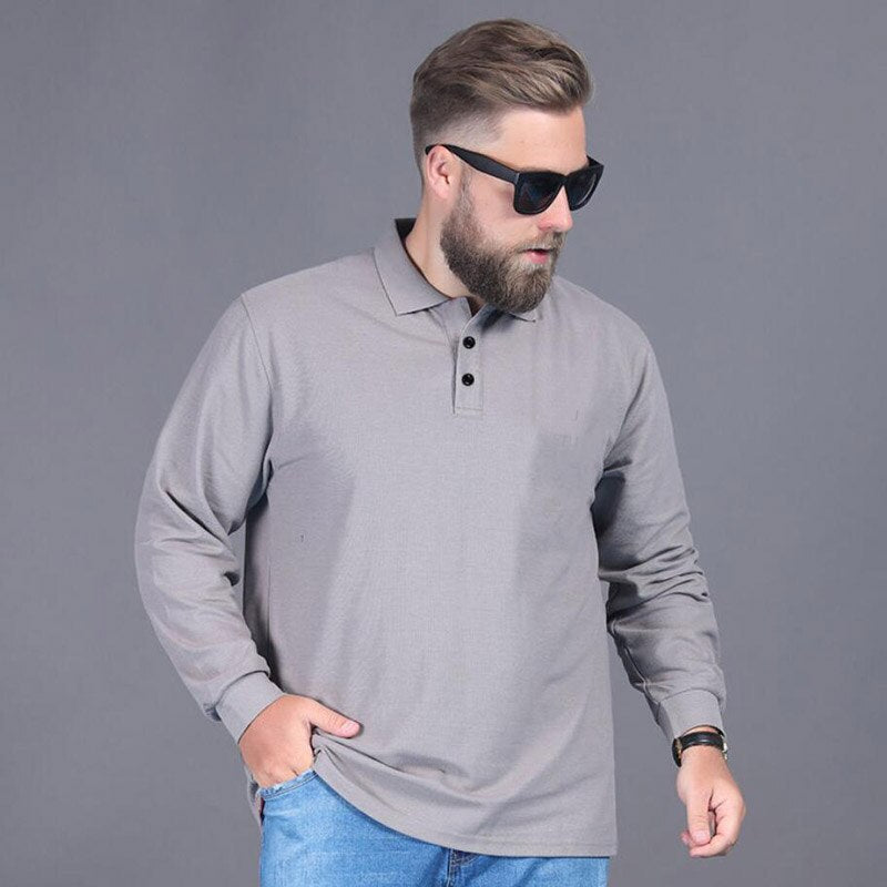 Playera Polo de Manga Larga Plus Size para Hombre Stefano Romano®