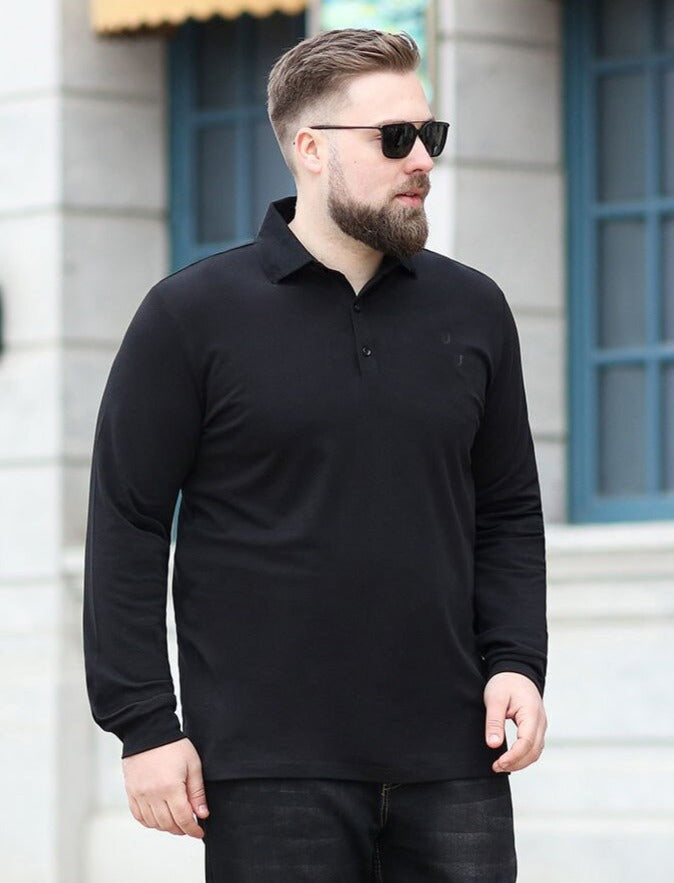 Playera Polo de Manga Larga Plus Size para Hombre Stefano Romano®