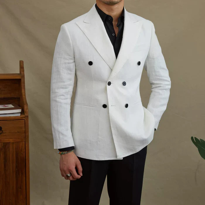 Blazer de Lino Cruzado para Hombre Stefano Romano®