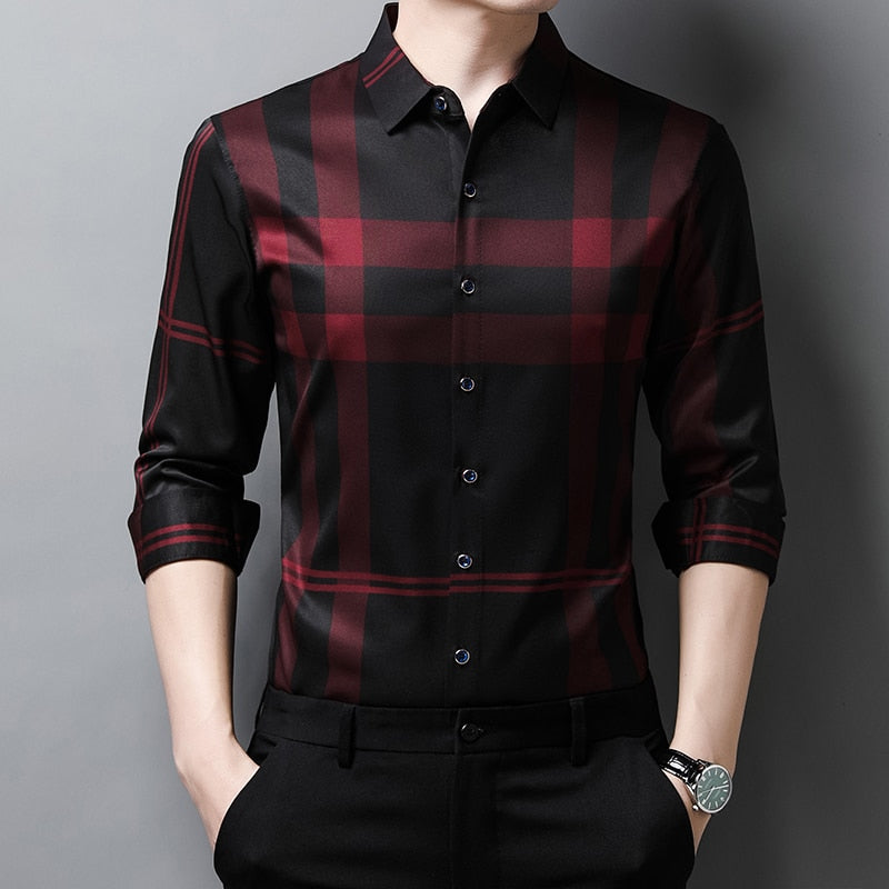 Camisa de Manga Larga a Cuadros Premium para Hombre Stefano Romano®