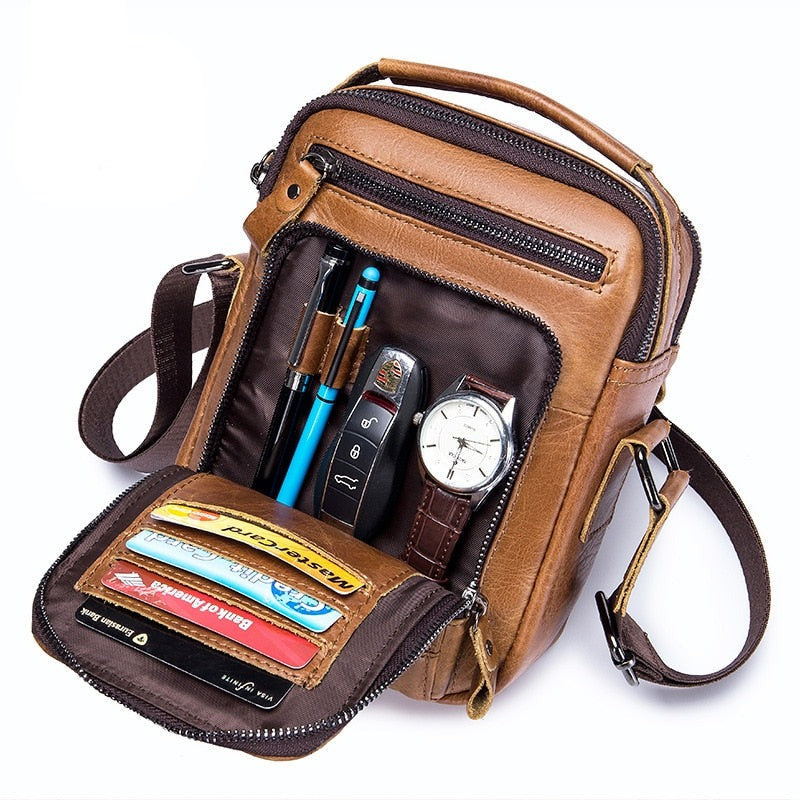 Bolsa Pequeña de Cuero Genuino para Hombre Marco Stefano Romano®