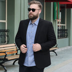 Blazer Plus Size Negro Luxury para Hombre Stefano Romano®