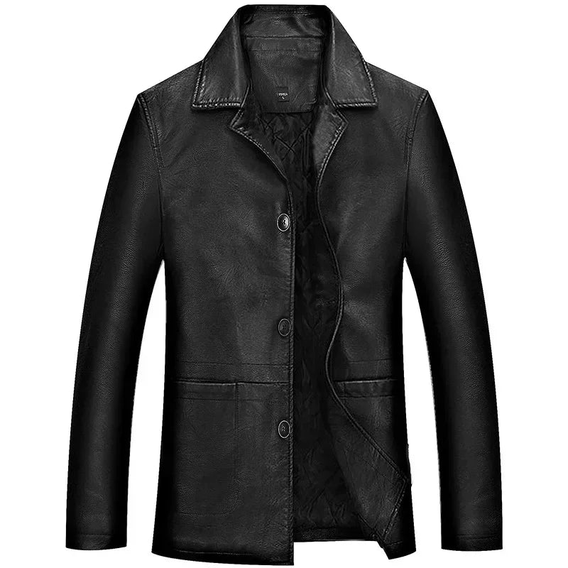 Chamarra de Cuero con Cuello Polo para Hombre Alessandro Stefano Romano®