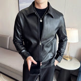 Chamarra de Cuero con Cuello Polo para Hombre Marco Stefano Romano®