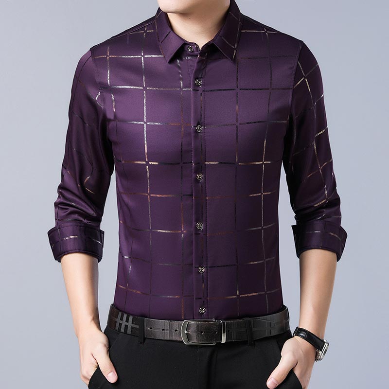 Camisa de Seda de Manga Larga a Cuadros Soul para Hombre Stefano Romano®