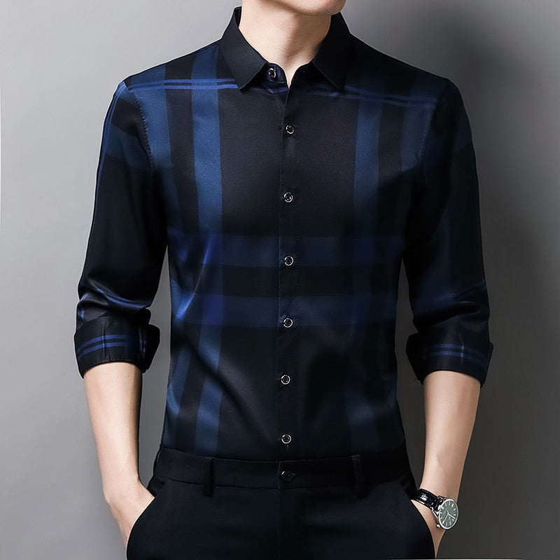 Camisa de Manga Larga a Cuadros Premium para Hombre Stefano Romano®