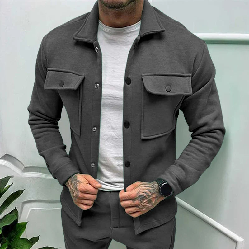 Chamarra Casual Cuello Polo Corte Regular para Hombre Luca Stefano Romano®