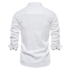 Camisa de Lino Cuello Polo Manga Larga para Hombre Marco Stefano Romano®