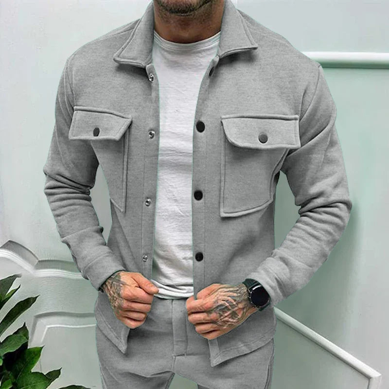 Chamarra Casual Cuello Polo Corte Regular para Hombre Luca Stefano Romano®
