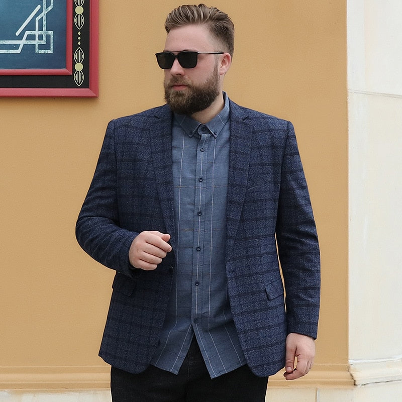 Blazer Plus Size a Cuadros de Diseñador para Hombre Stefano Romano®