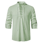 Camisa de Lino Cuello Mao Manga Larga para Hombre Matteo Stefano Romano®