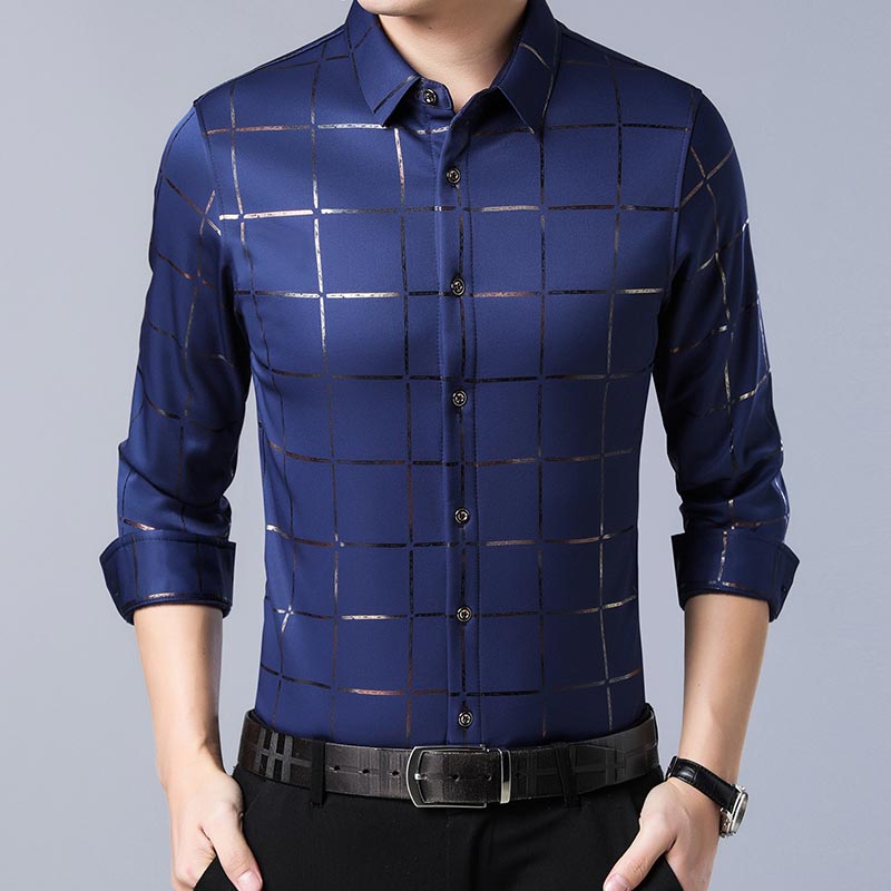 Camisa de Seda de Manga Larga a Cuadros Soul para Hombre Stefano Romano®