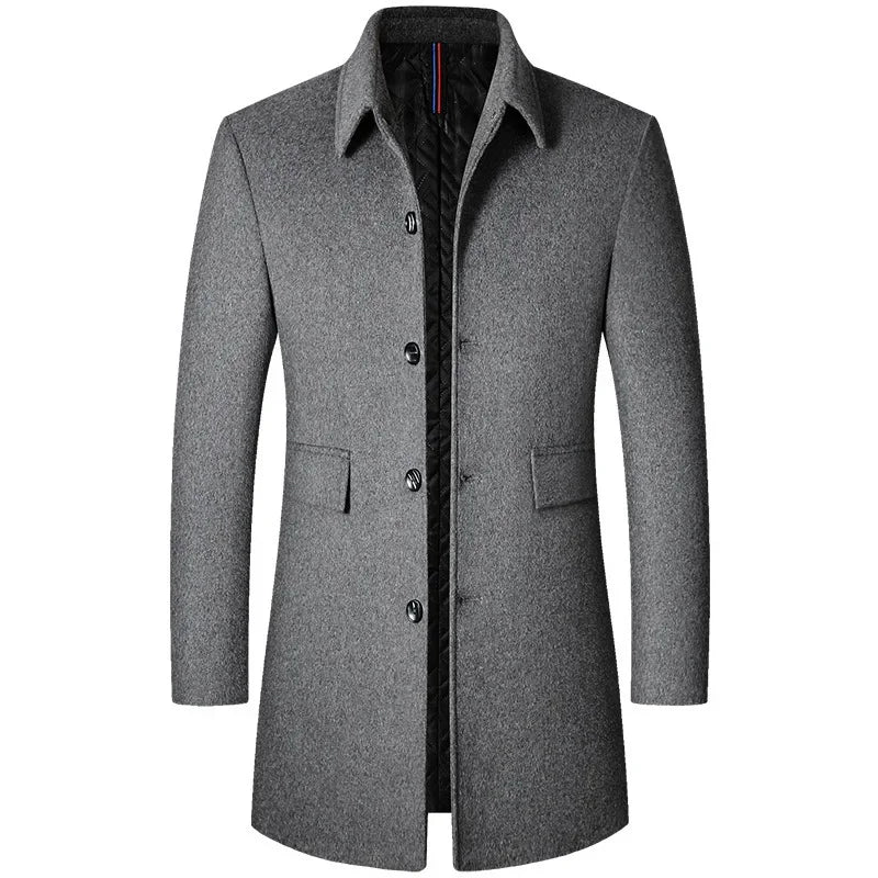 Abrigo de Lana de Diseñador Cuello Polo Slim Fit para Hombre Marco Stefano Romano®