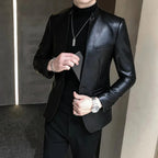 Chamarra de Cuero Slim Fit Diseñador Premium para Hombre Luca Stefano Romano®