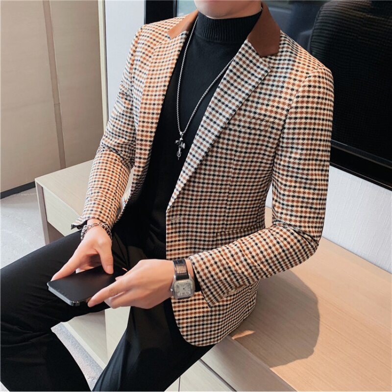 Blazer Slim Fit a Cuadros para Hombre Stefano Romano®