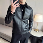 Chamarra de Cuero con Cuello Polo para Hombre Marco Stefano Romano®