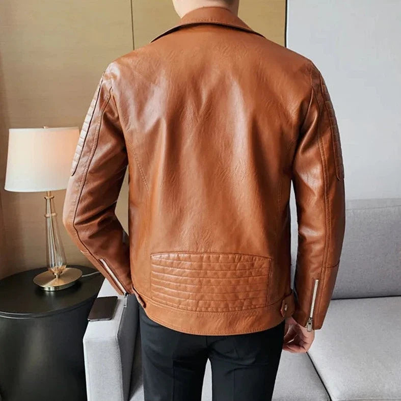 Chamarra de Cuero Slim Fit Diseñador Premium para Hombre Marco Stefano Romano®