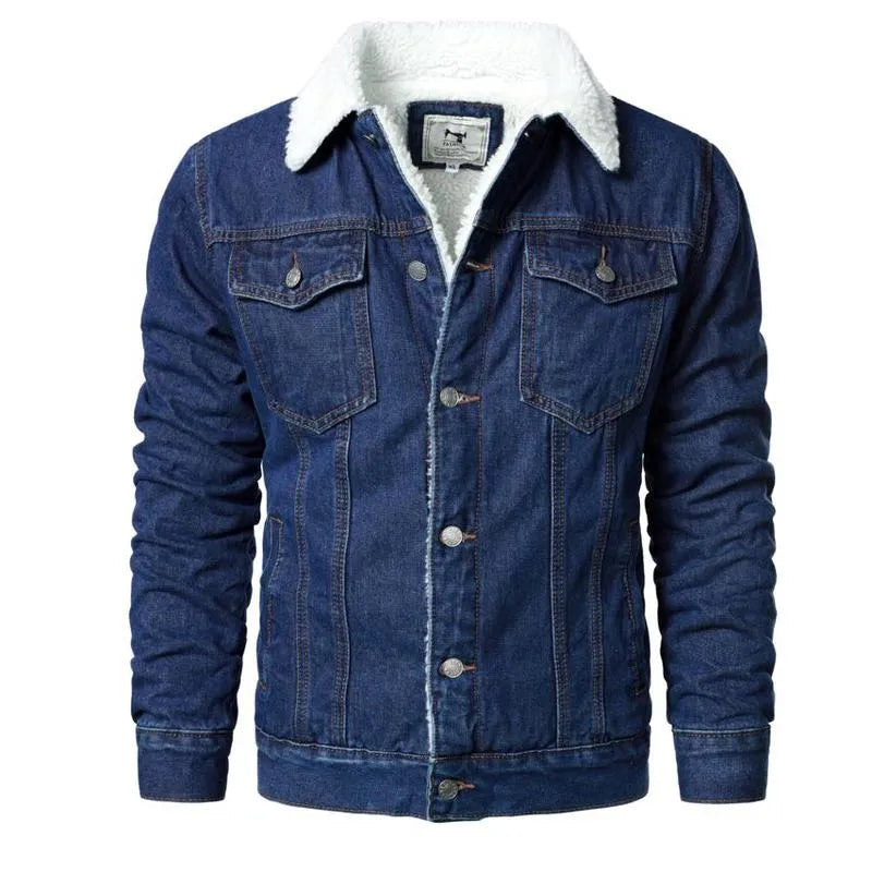 Chamarra de Mezclilla con Forro de Lana Cuello Polo para Hombre Marco Stefano Romano®