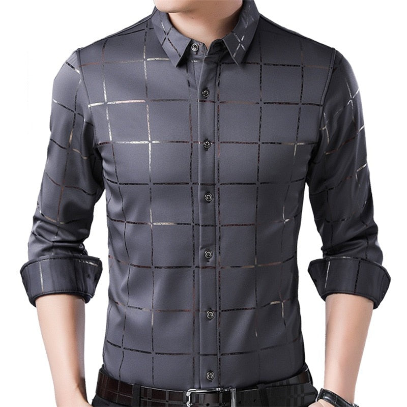 Camisa de Seda de Manga Larga a Cuadros Soul para Hombre Stefano Romano®