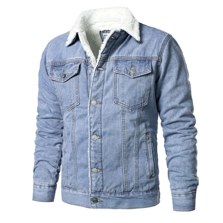 Chamarra de Mezclilla con Forro de Lana Cuello Polo para Hombre Marco Stefano Romano®