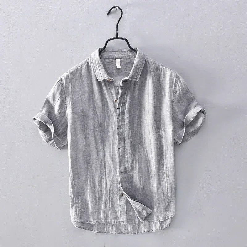 Camisa de Lino Cuello Polo para Hombre Stefano Romano®