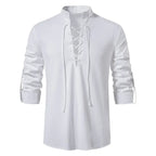 Camisa de Lino Cuello Mao Manga Larga para Hombre Matteo Stefano Romano®