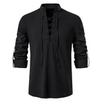 Camisa de Lino Cuello Mao Manga Larga para Hombre Matteo Stefano Romano®