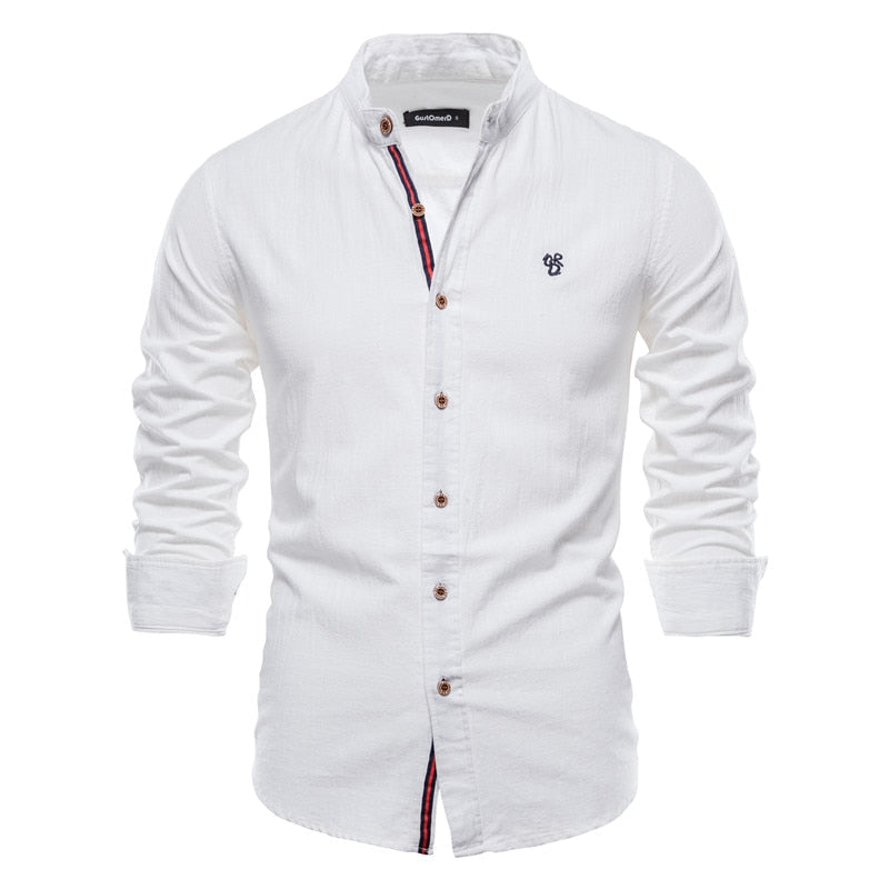 Camisa de Lino Cuello Polo Manga Larga para Hombre Marco Stefano Romano®