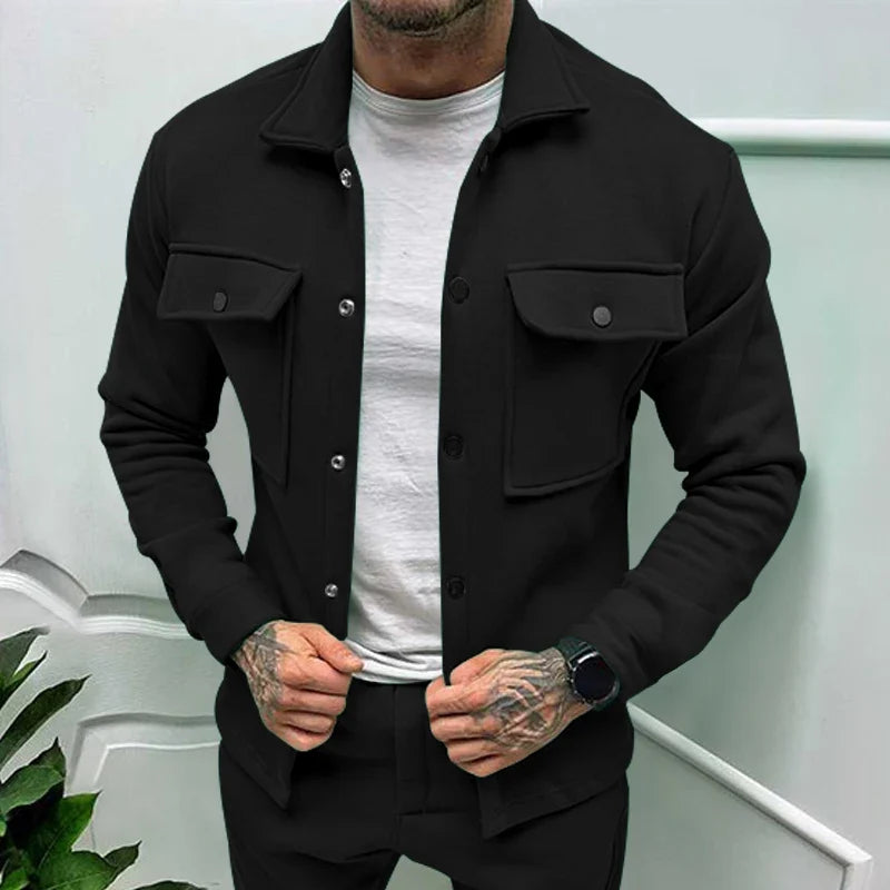 Chamarra Casual Cuello Polo Corte Regular para Hombre Luca Stefano Romano®