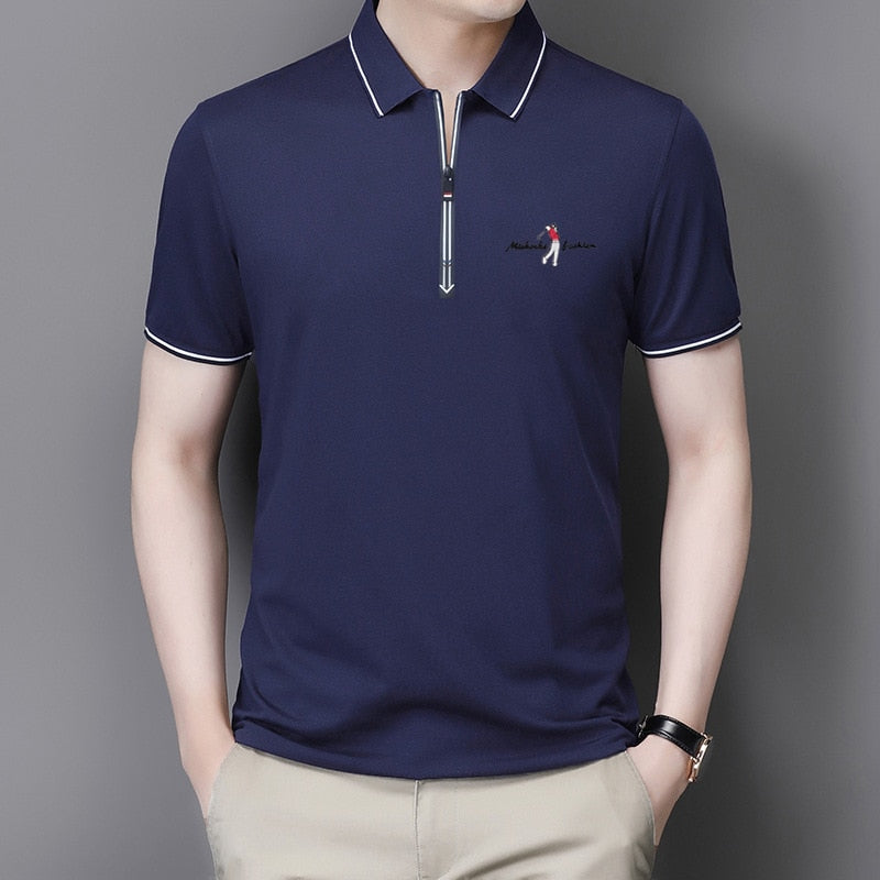 Playera Polo para Hombre con Cierre Stefano Romano®