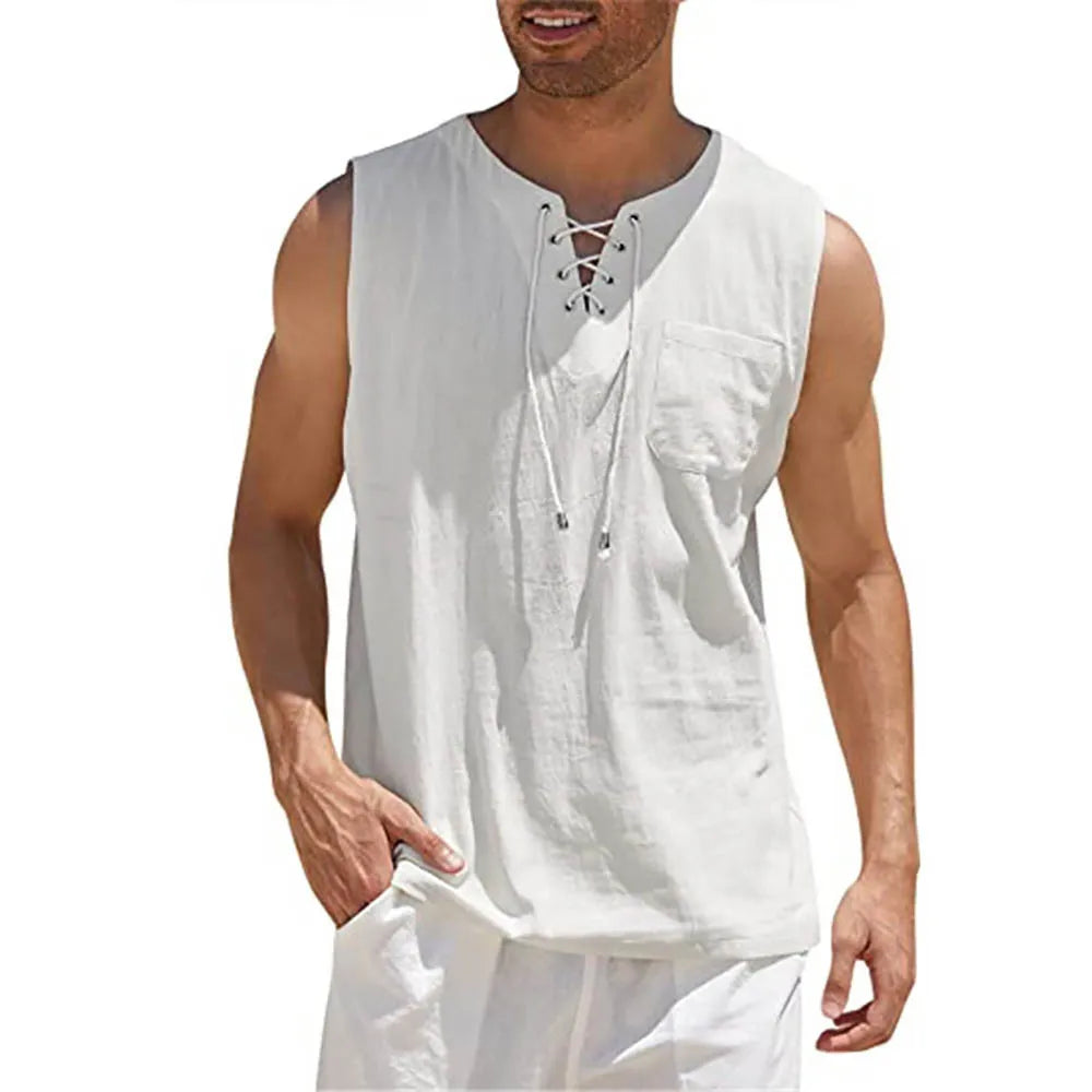 Camisa Sin Mangas de Lino para Hombre Stefano Romano®