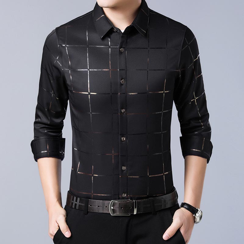Camisa de Seda de Manga Larga a Cuadros Soul para Hombre Stefano Romano®