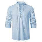 Camisa de Lino Cuello Mao Manga Larga para Hombre Matteo Stefano Romano®