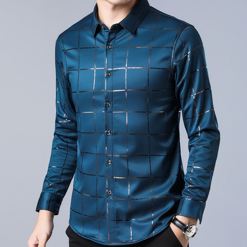 Camisa de Seda de Manga Larga a Cuadros Soul para Hombre Stefano Romano®