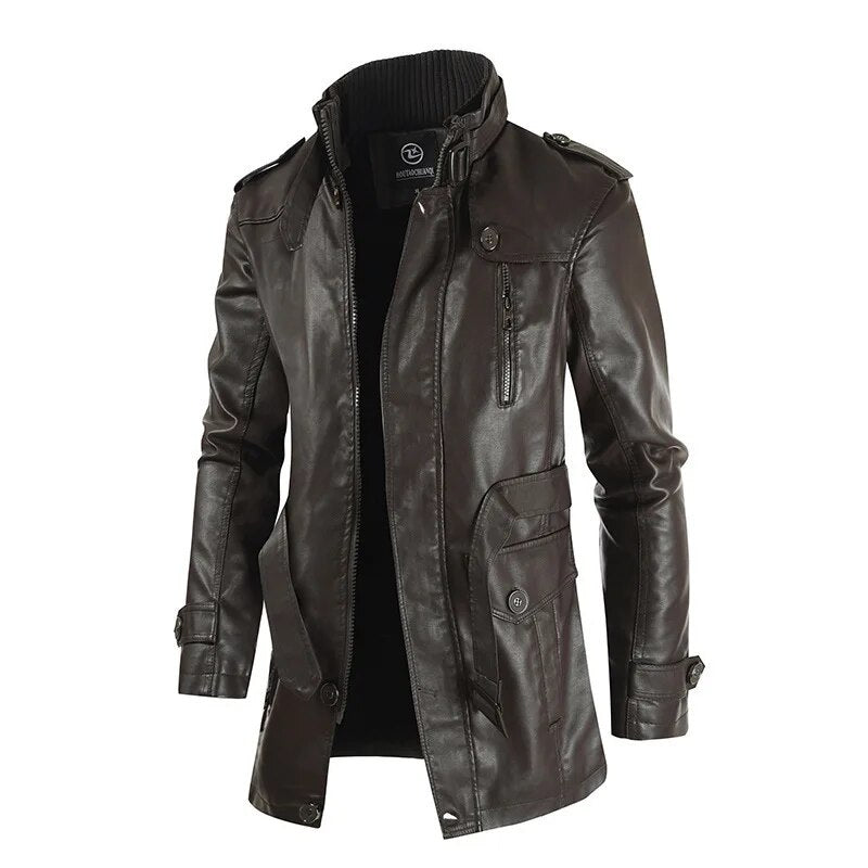Chamarra Larga de Cuero para Hombre Stefano Romano®