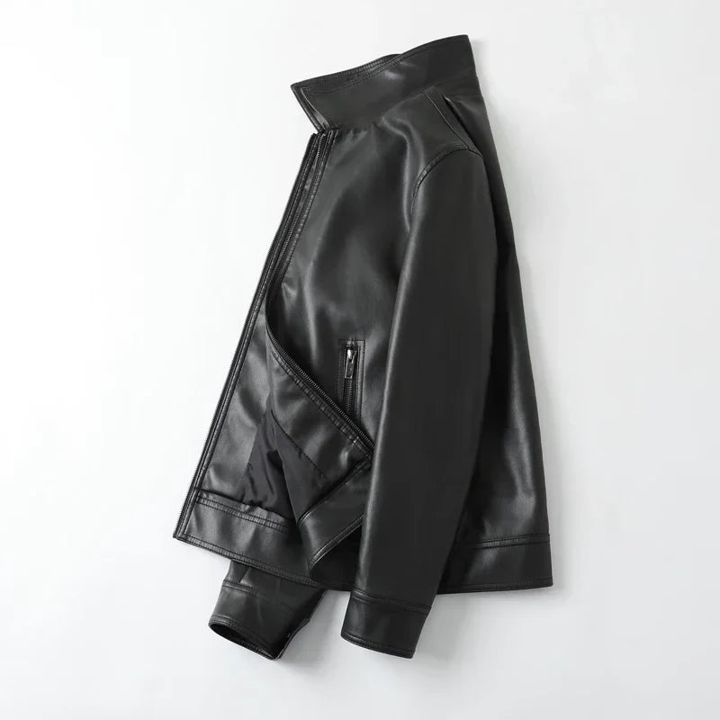 Chamarra de Cuero con Cuello Polo para Hombre Marco Stefano Romano®