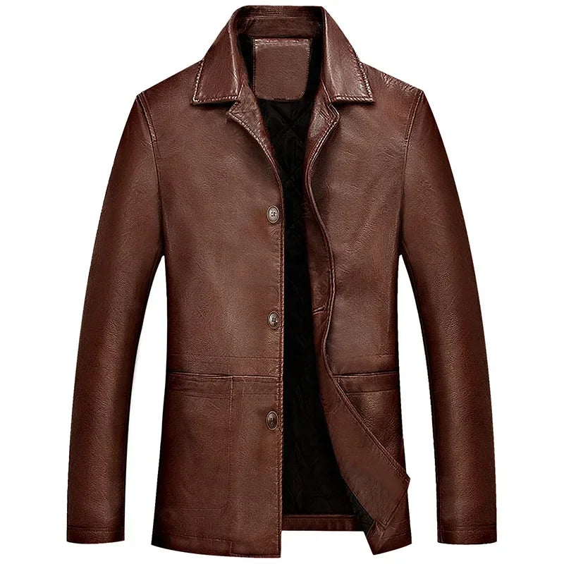 Chamarra de Cuero con Cuello Polo para Hombre Alessandro Stefano Romano®
