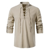 Camisa de Lino Cuello Mao Manga Larga para Hombre Matteo Stefano Romano®