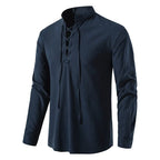 Camisa de Lino Cuello Mao Manga Larga para Hombre Matteo Stefano Romano®