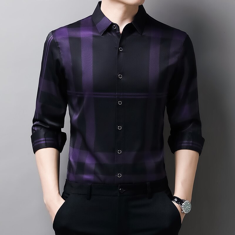 Camisa de Manga Larga a Cuadros Premium para Hombre Stefano Romano®