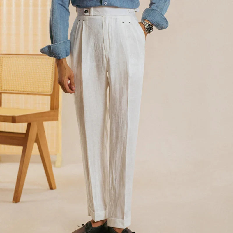 Pantalón de Vestir de Lino para Hombre Stefano Romano®