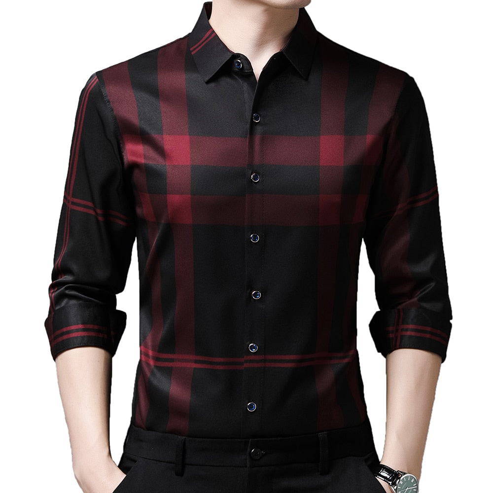 Camisa de Manga Larga a Cuadros Premium para Hombre Stefano Romano®
