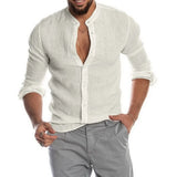 Camisa de Lino Cuello Mao Manga Larga para Hombre Luca Stefano Romano®