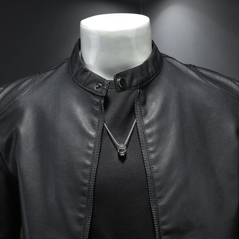Chamarra de Cuero Casual para Hombre Stefano Romano®